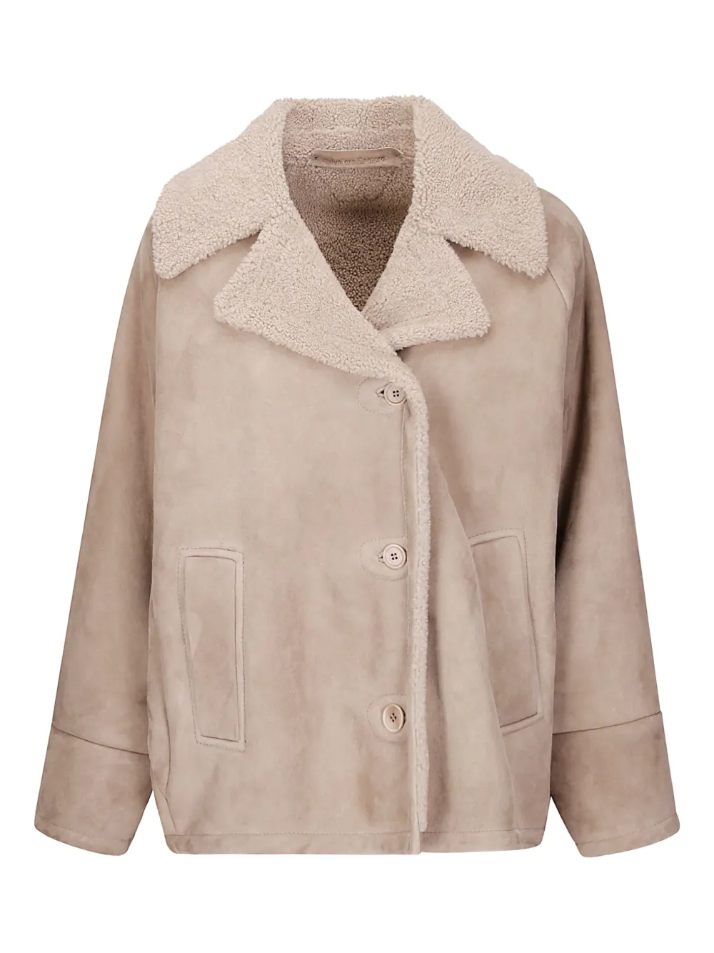 Salvatore Santoro Brown Leather Bomber Jacket With Plush Sheepskin Lining In Neutral