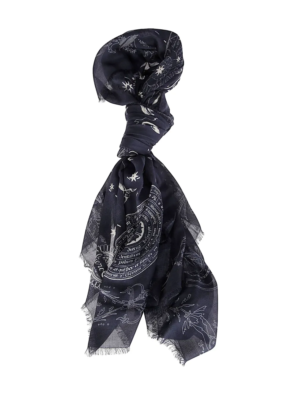 Faliero Sarti Astrology-themed Modal And Cashmere Scarf In Black