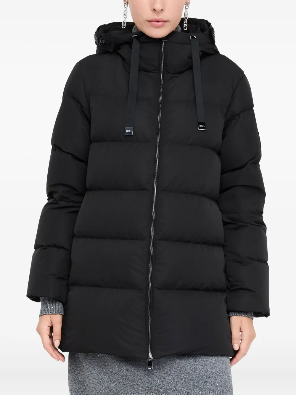 Liu •jo Quilted Hooded Down Jacket In Black