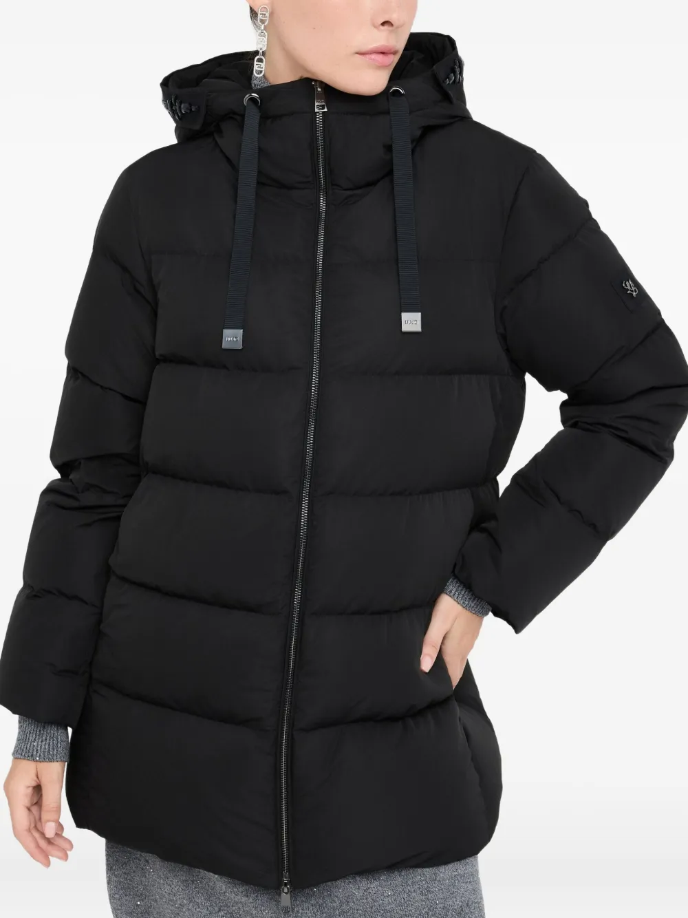 Liu •jo Quilted Hooded Down Jacket In Black