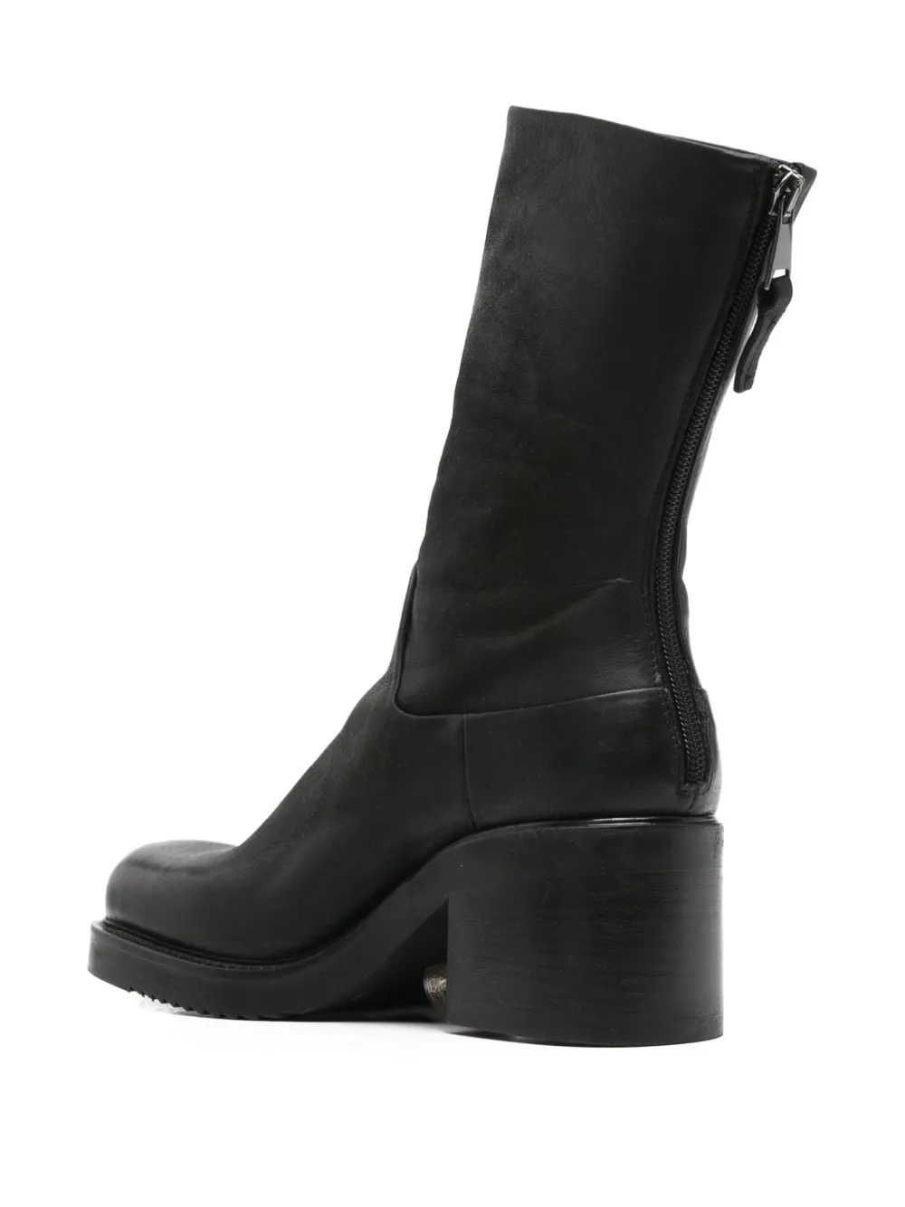Elena Iachi Block-heel Leather Boots In Black