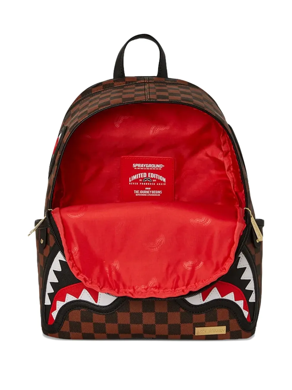 Sprayground Shark-tooth Check-print Backpack In Brown