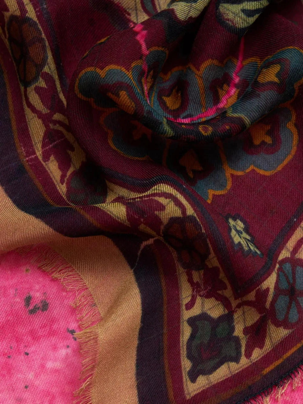 Faliero Sarti carpet-patterned fringed scarf - Roze