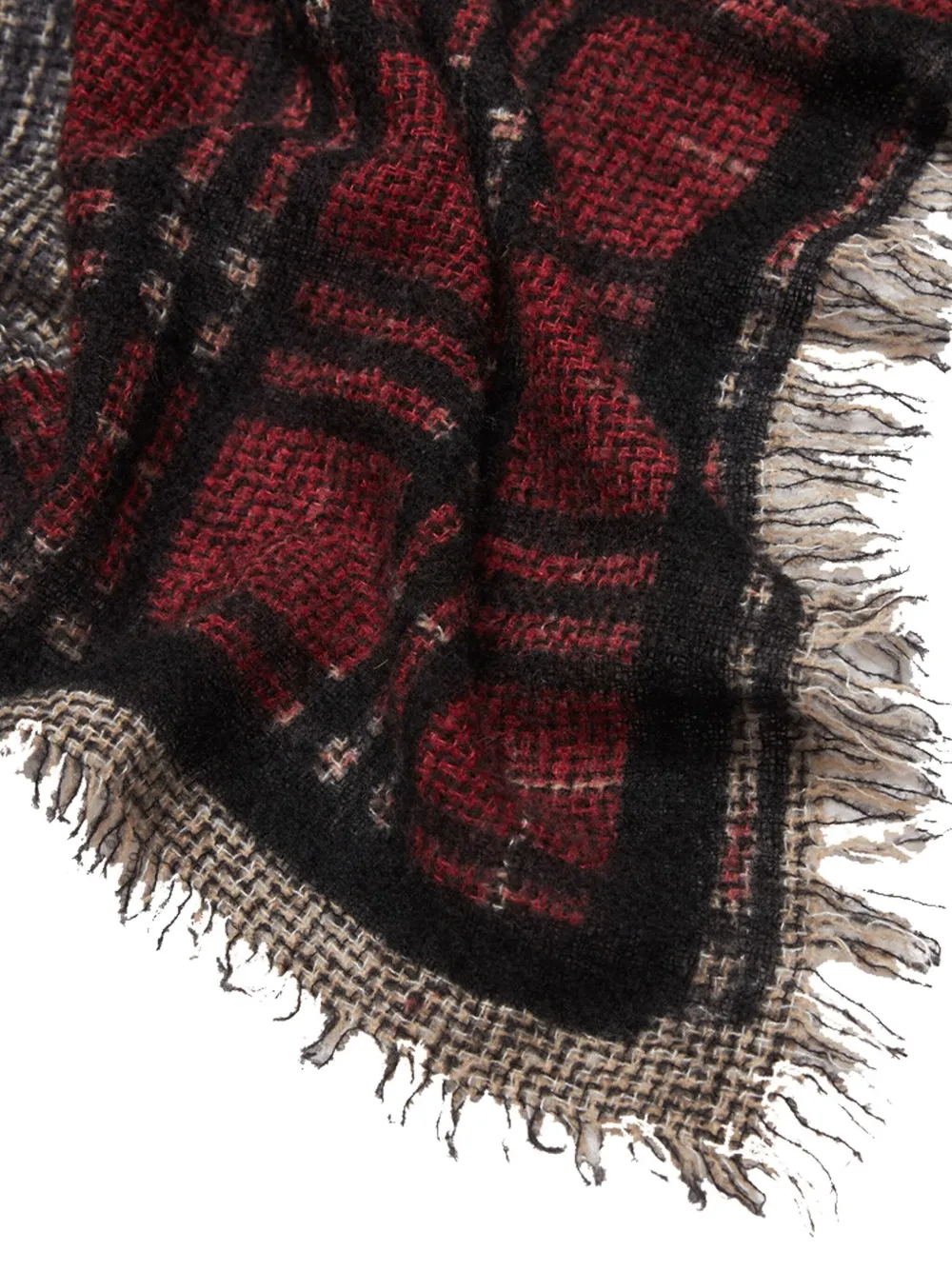 Faliero Sarti plaid-pattern fringed scarf - Zwart