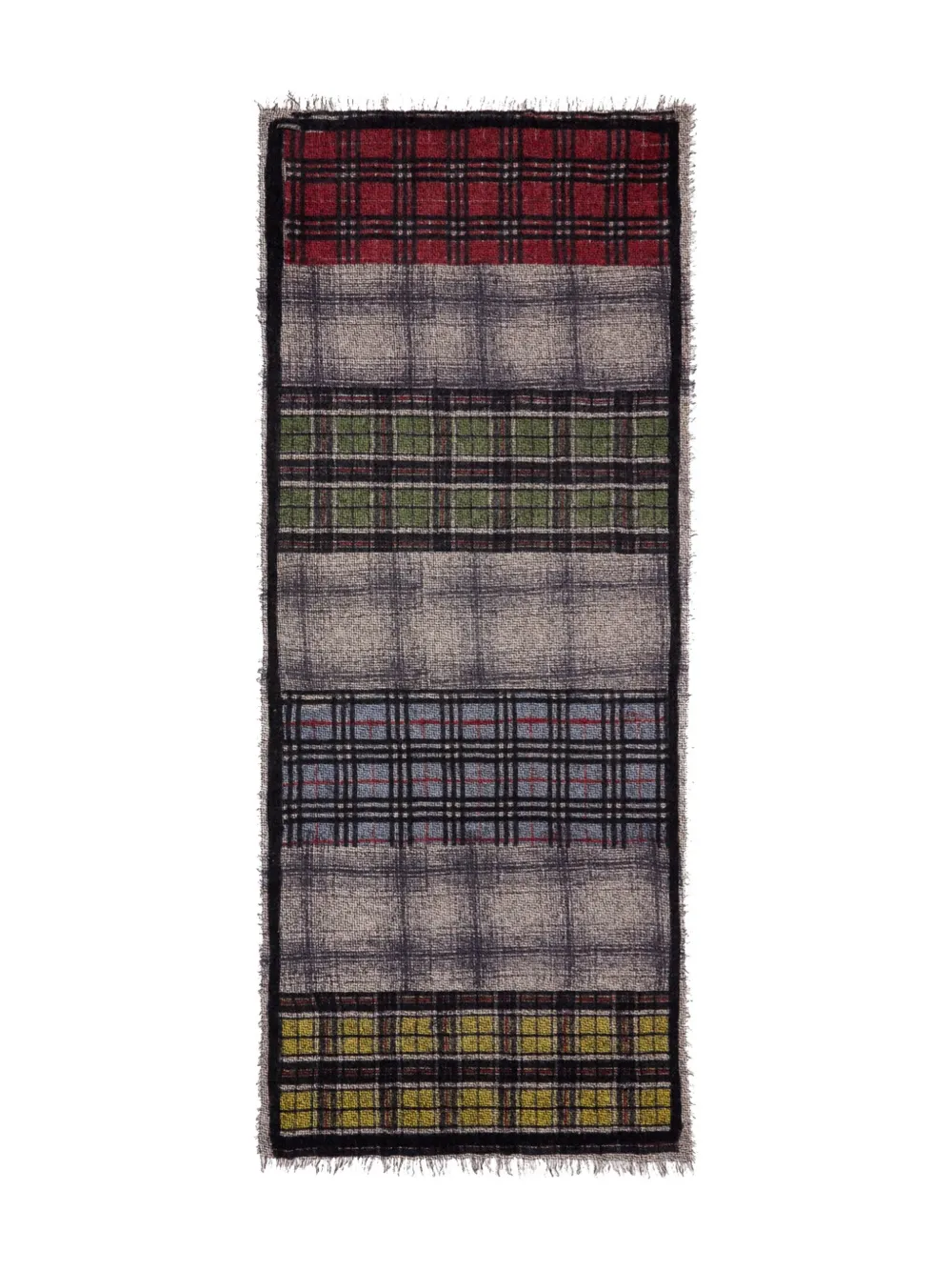 Faliero Sarti plaid-pattern fringed scarf - ブラック Faliero Sarti plaid-pattern fringed scarf - ブラック