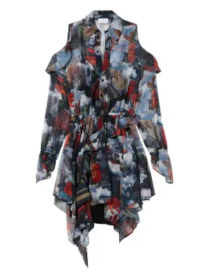Sacai フローラル ラッフル ミニドレス | ブルー | FARFETCH JP