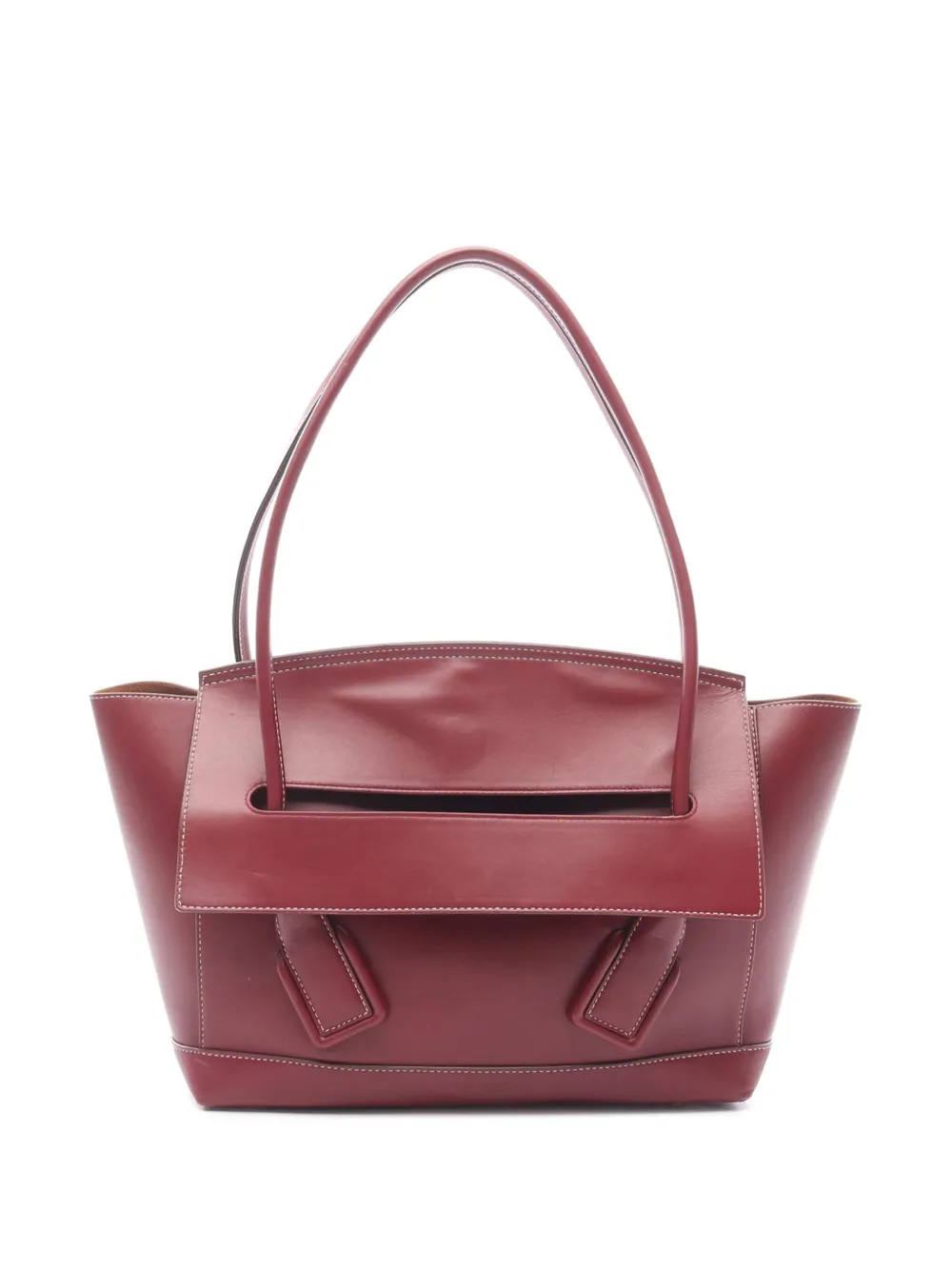 Pre-owned Bottega Veneta 2012-2025 Medium French Calfskin The Arco Tote Bag In Red