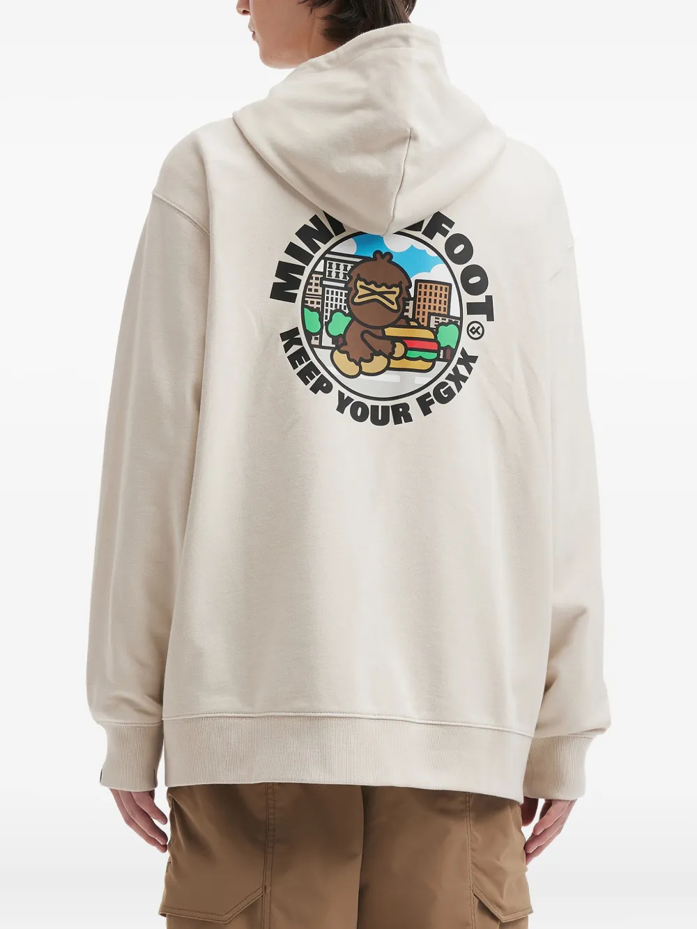 Fingercroxx Zip Graphic Hoodie In Neutral