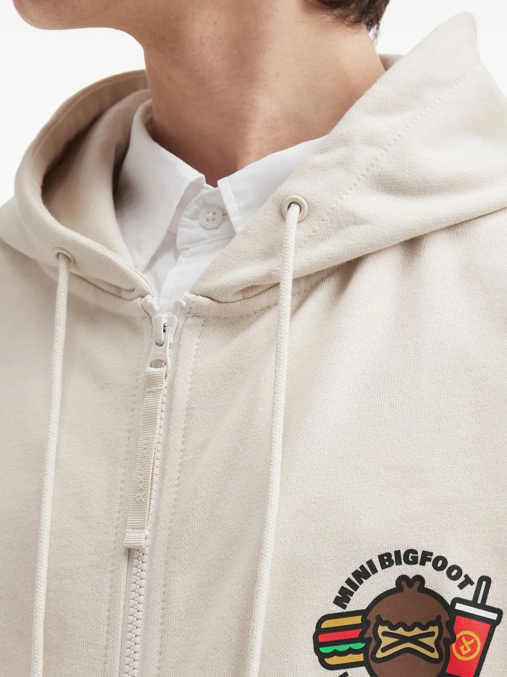 Fingercroxx Zip Graphic Hoodie In Neutral