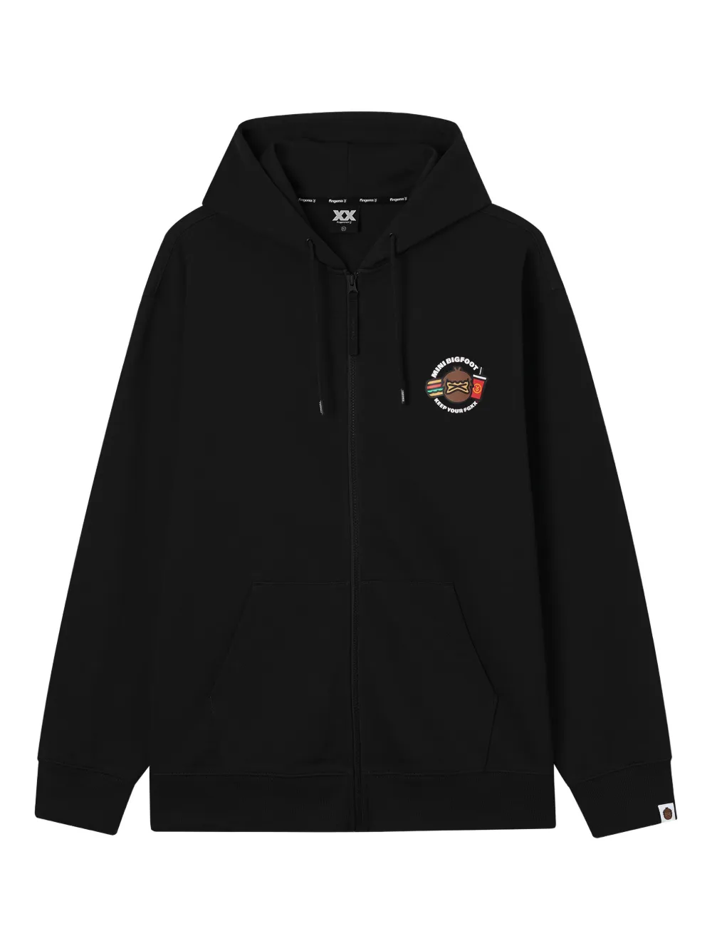 FINGERCROXX zip graphic cotton hoodie | Black | Image 1