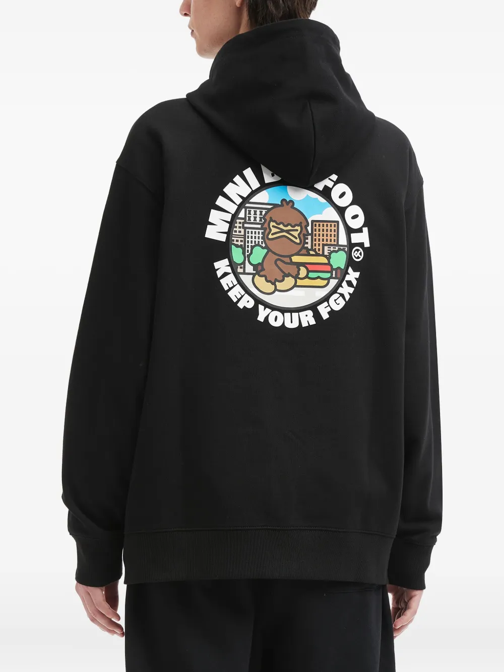 Fingercroxx Zip Graphic Cotton Hoodie In Black