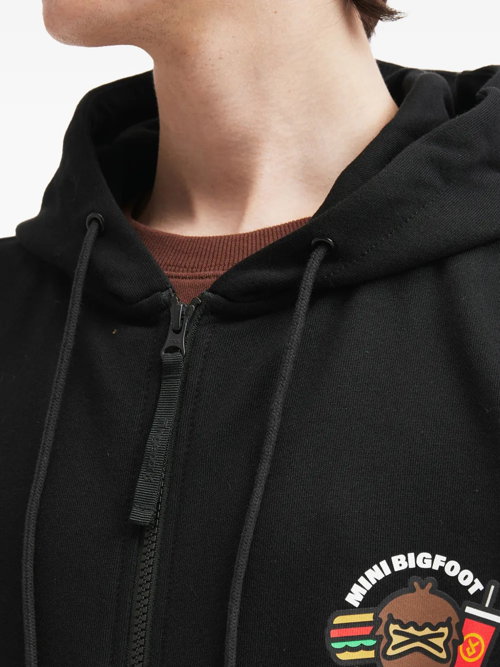 Fingercroxx Zip Graphic Cotton Hoodie In Black