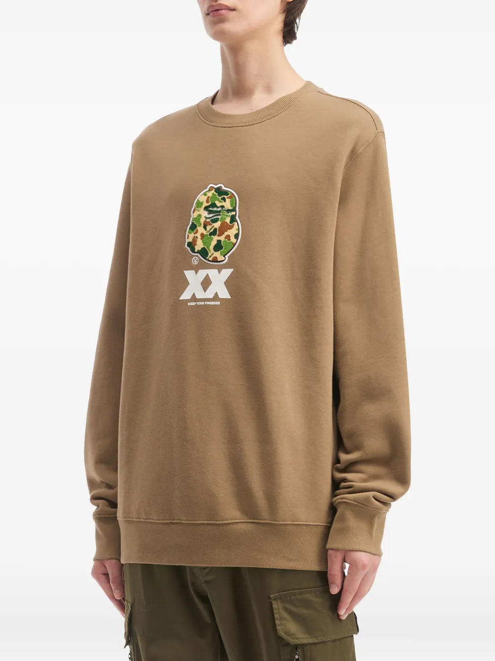 Fingercroxx Camouflage-appliqué Sweatshirt In Brown