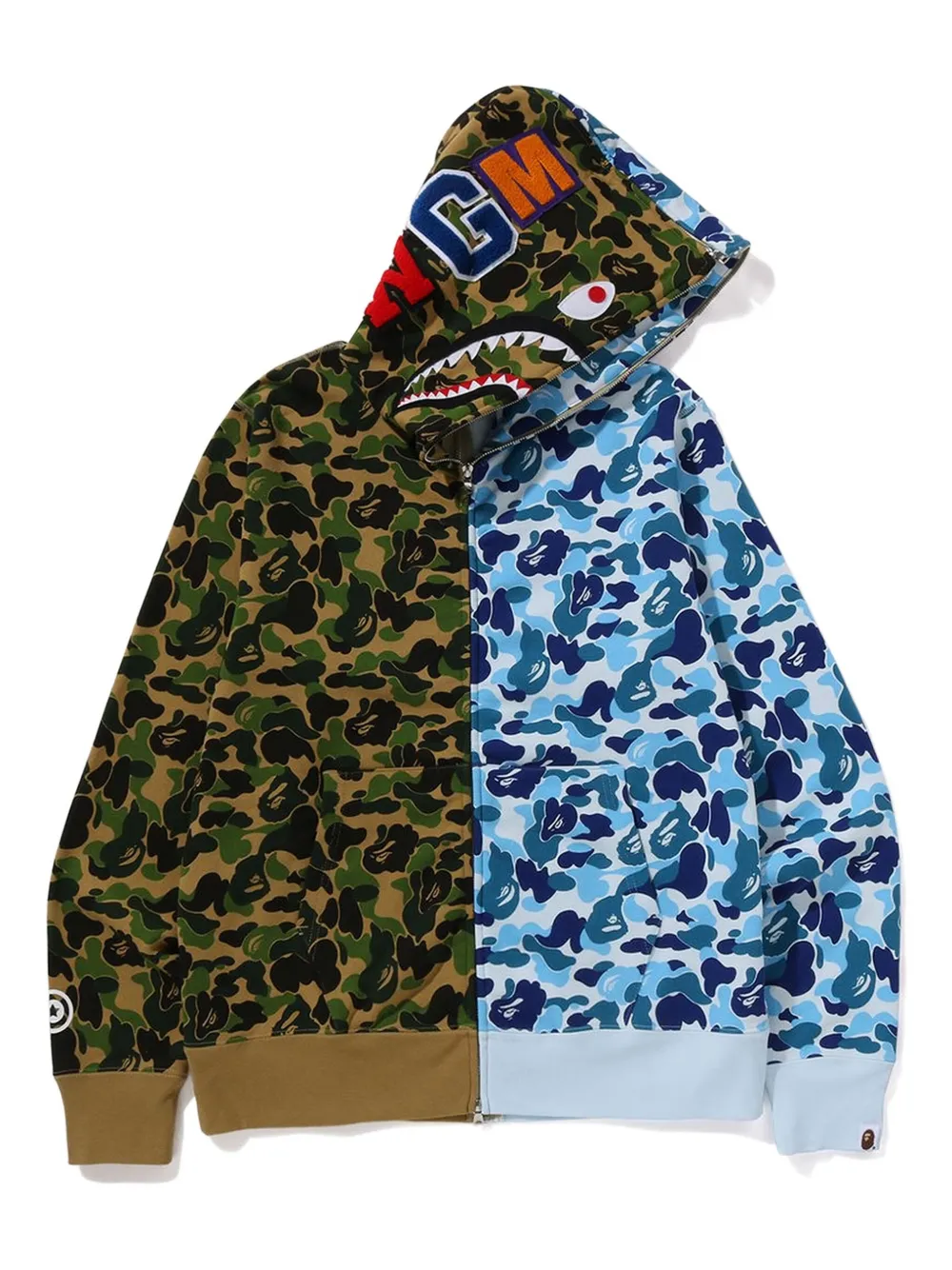A Bathing Ape Abc Camo Separate Shark Full-zip Hoodie In Multi