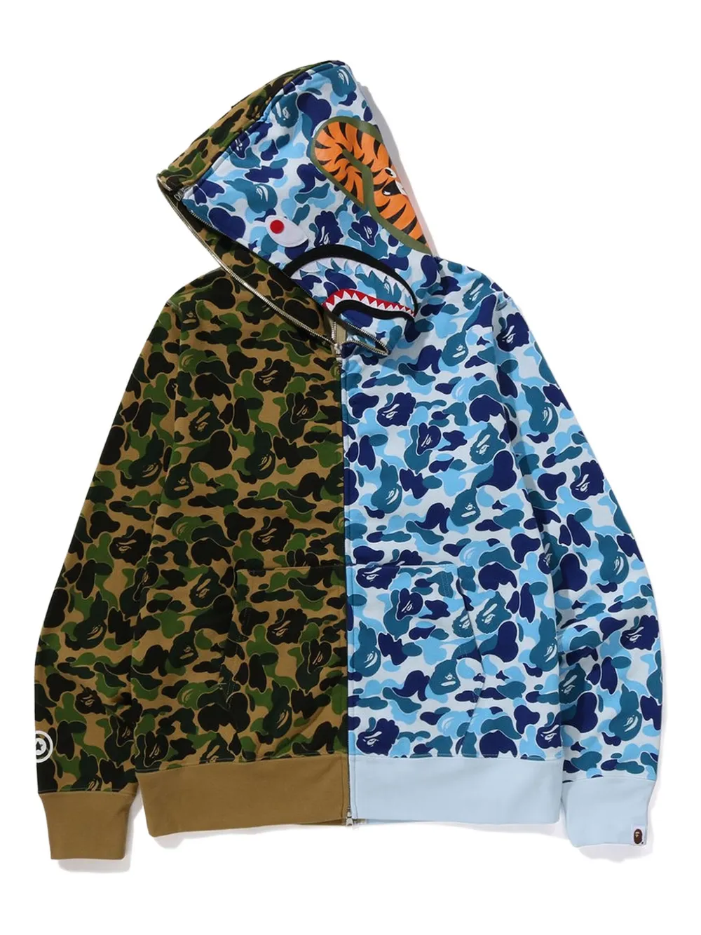A Bathing Ape Abc Camo Separate Shark Full-zip Hoodie In Multi