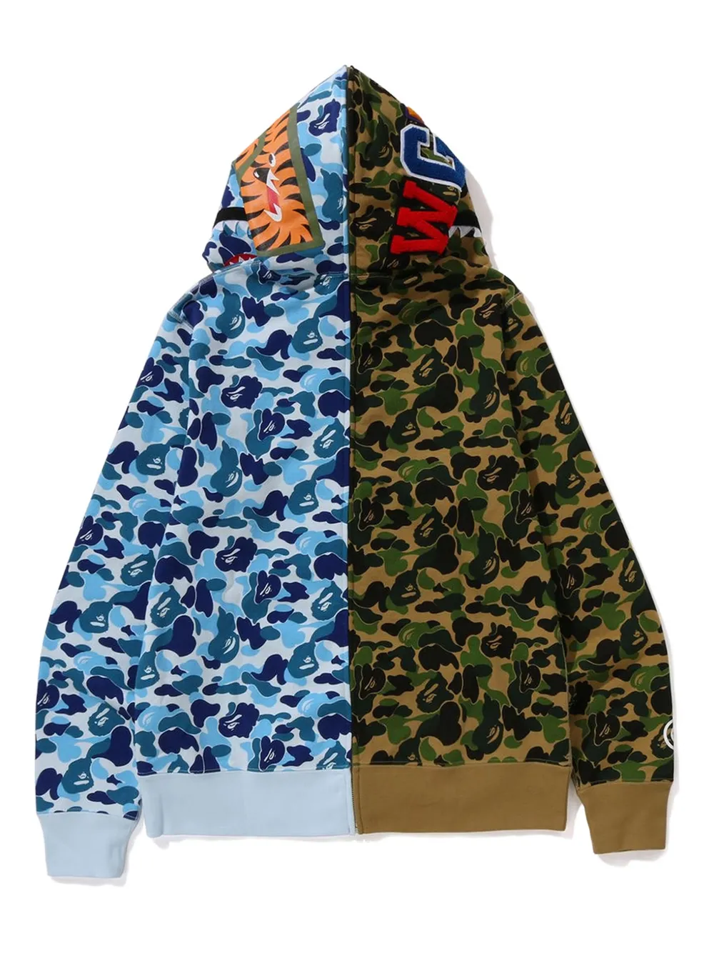 A Bathing Ape Abc Camo Separate Shark Full-zip Hoodie In Multi