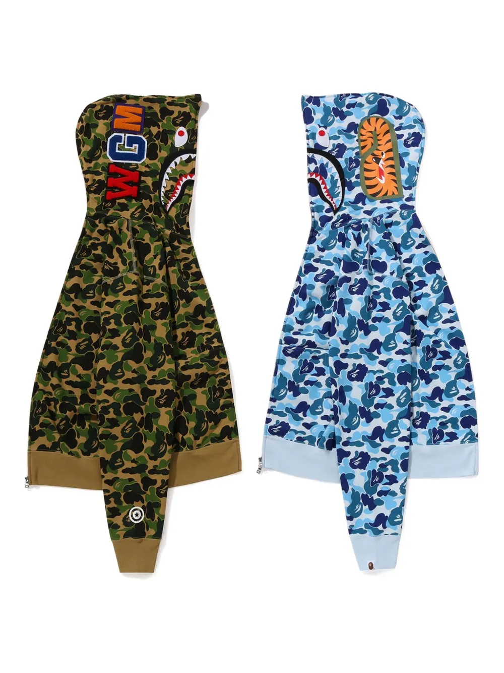 A Bathing Ape Abc Camo Separate Shark Full-zip Hoodie In Multi