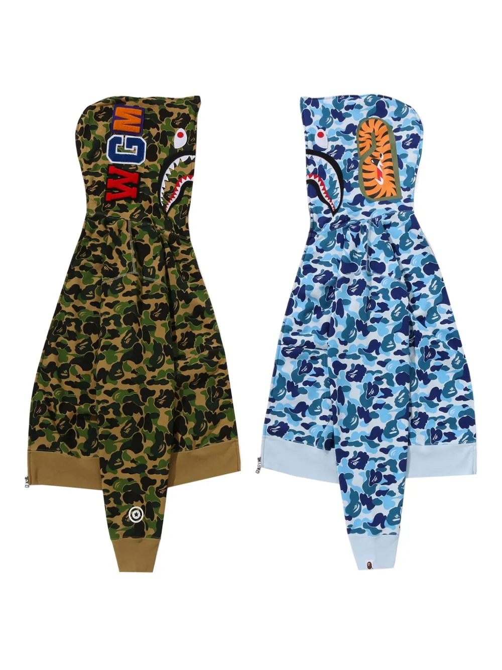 A BATHING APE Abc Camo Separate Shark hoodie met rits Groen