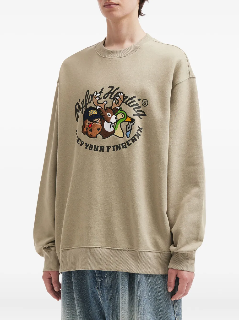 Fingercroxx Graphic Crew-neck Sweatshirt In Nude