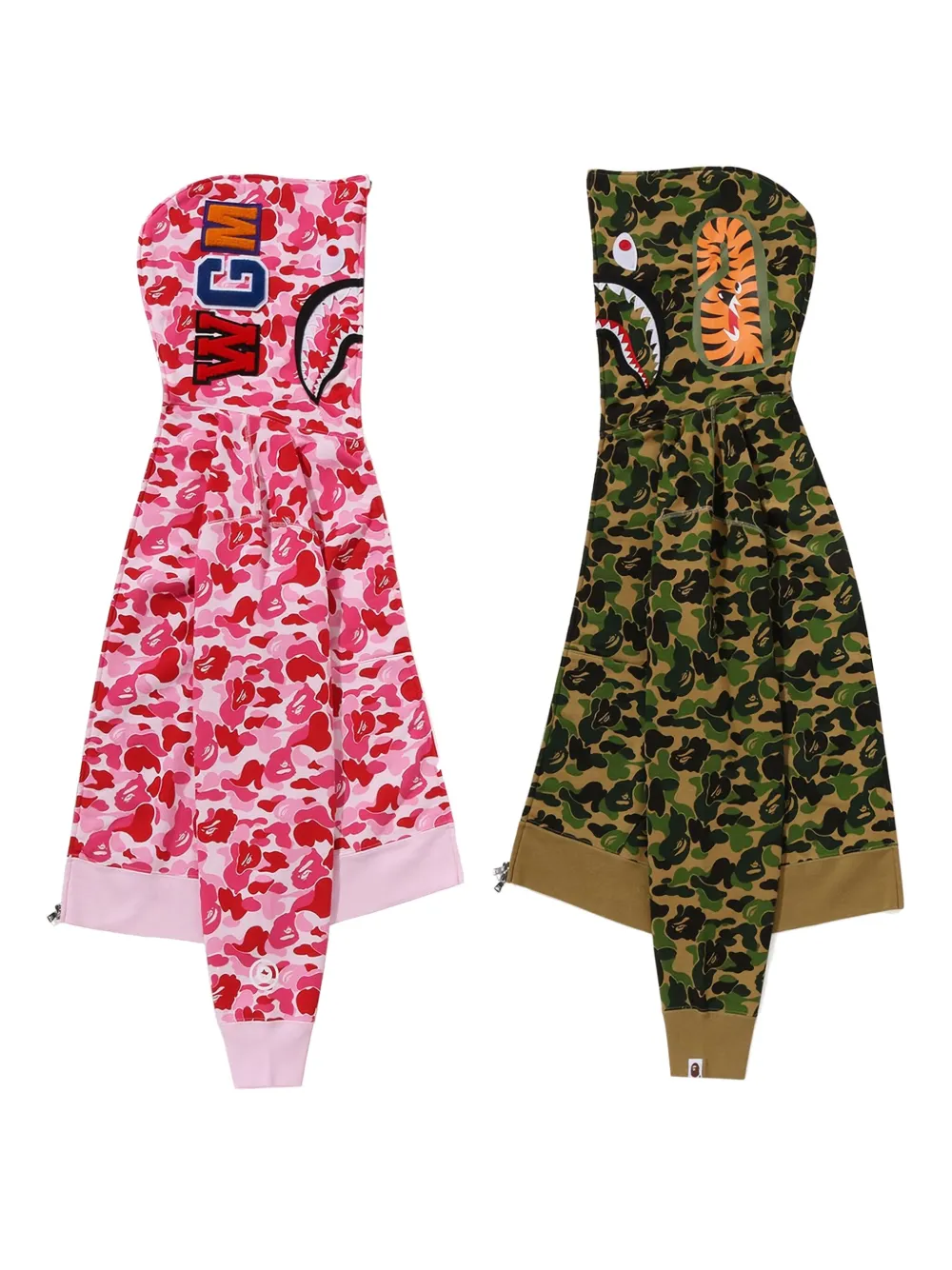 A BATHING APE Abc Camo Separate Shark hoodie met rits Roze