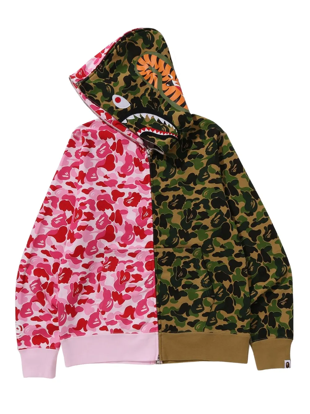 A BATHING APE Abc Camo Separate Shark hoodie met rits Roze