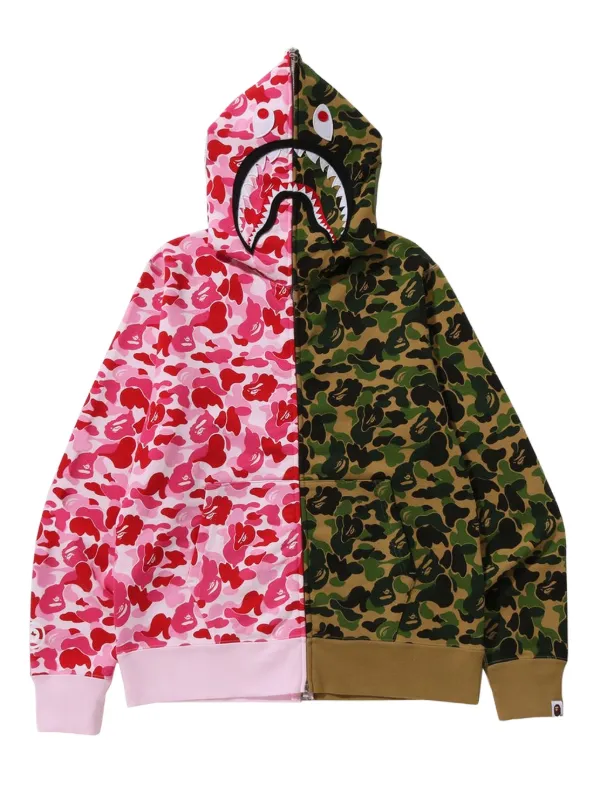 A BATHING APE® Abc Camo Separate Shark full-zip Hoodie Pink FARFETCH IN