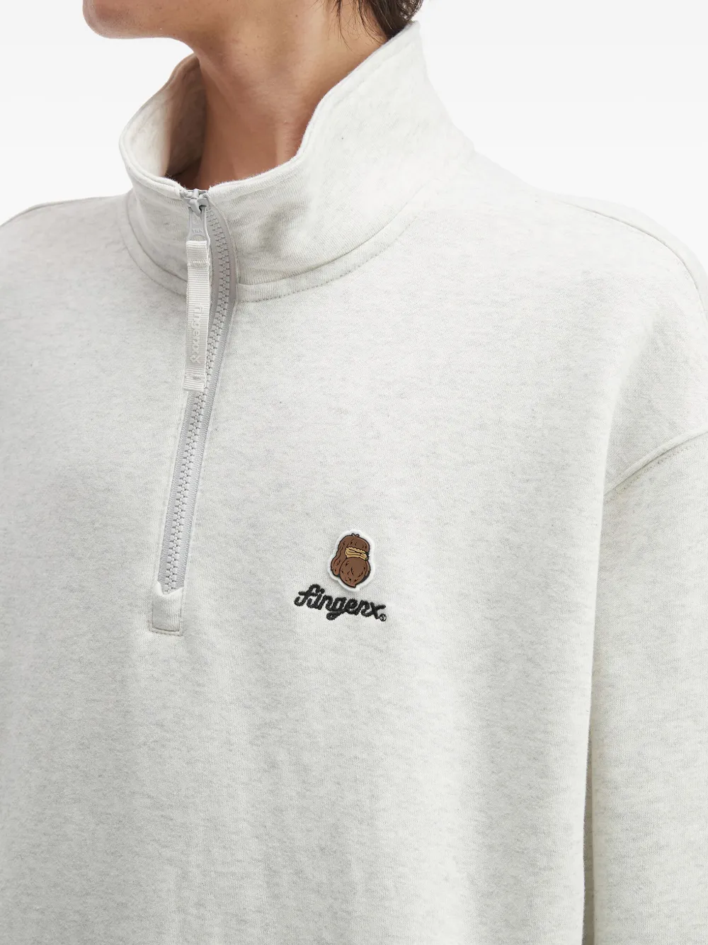 Fingercroxx Zip Mock-neck Sweatshirt In Gray