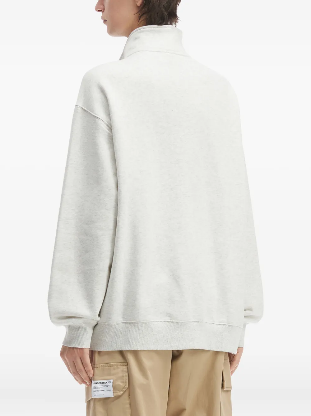 Fingercroxx Zip Mock-neck Sweatshirt In Gray