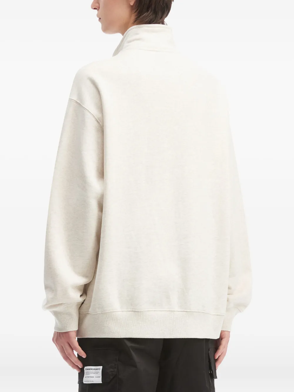 Fingercroxx Zip Mock-neck Sweatshirt In White