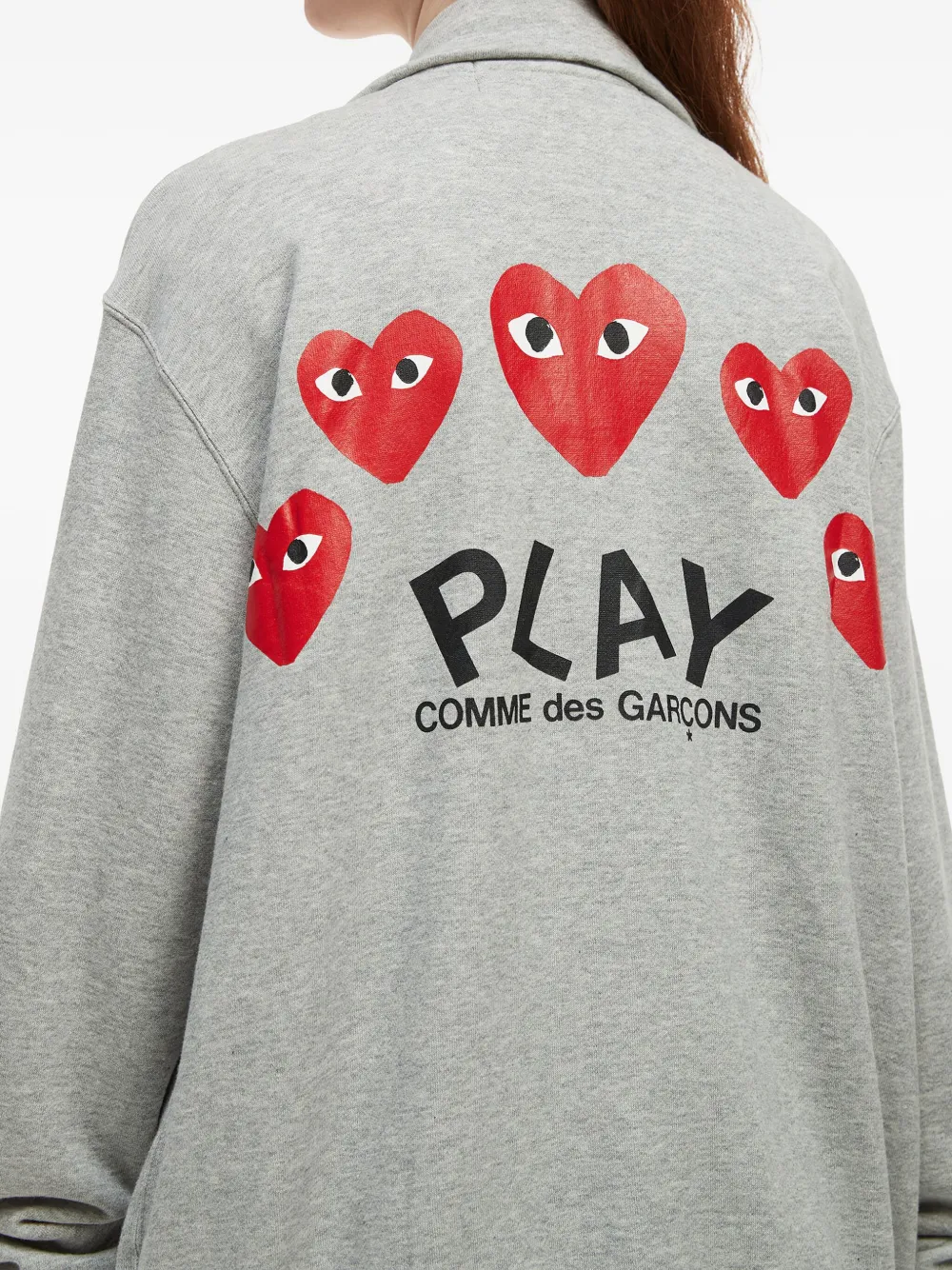 Comme Des Garçons Play Zip Heart Sweatshirt In Gray