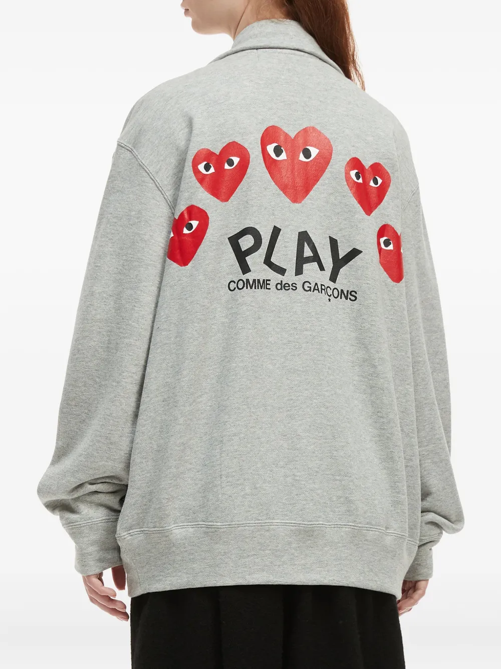 Comme Des Garçons Play Zip Heart Sweatshirt In Gray