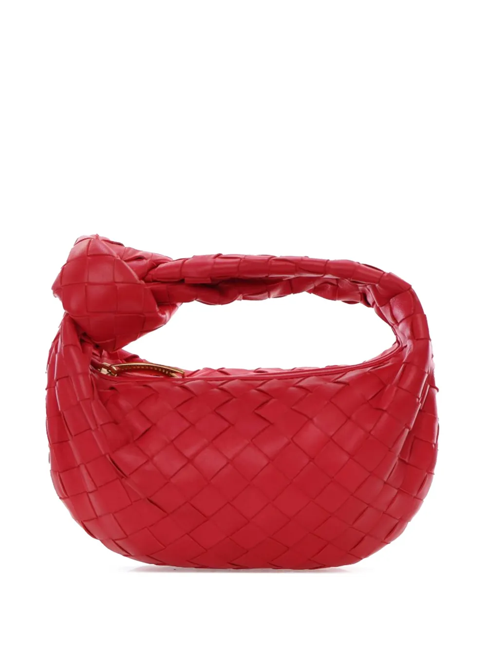 Pre-owned Bottega Veneta 2012-2025 Mini Nappa Intrecciato Jodie Hobo Bag In Red
