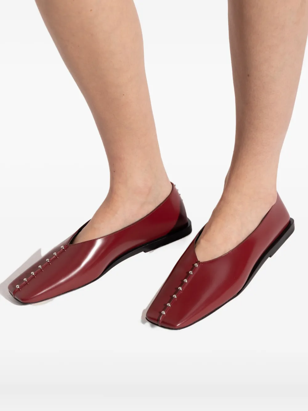 Jil Sander Ballerina's met studs Rood