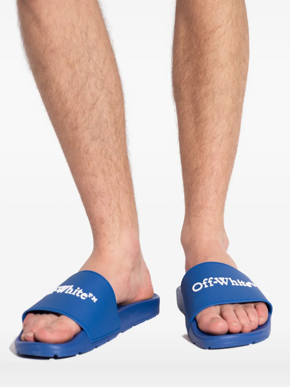 Off-white Logo-debossed Slides In Blue
