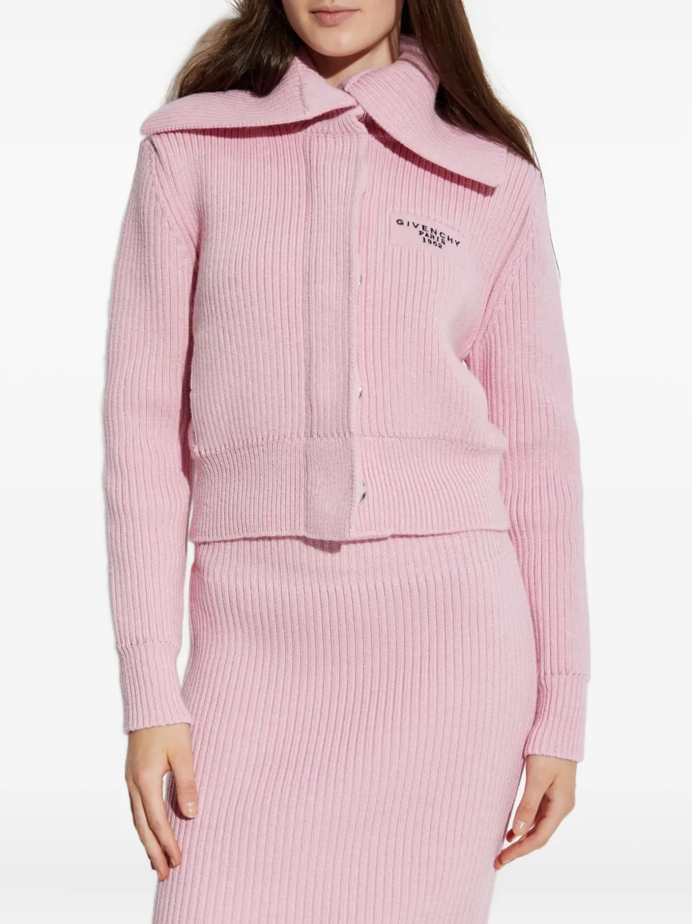 Givenchy Ribbed-knit Cardigan In Pink