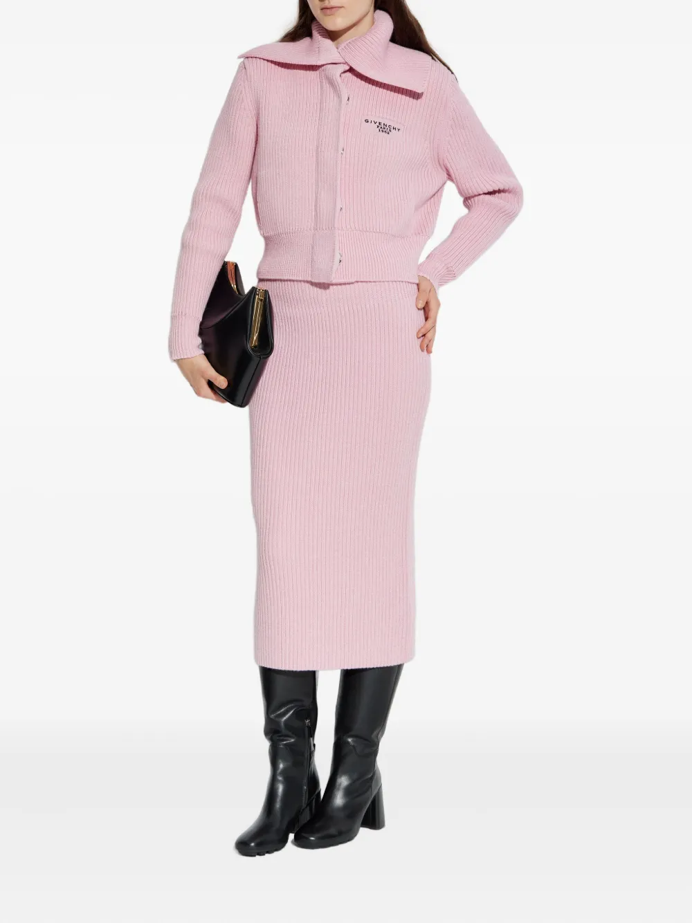 Givenchy Ribbed-knit Cardigan In Pink