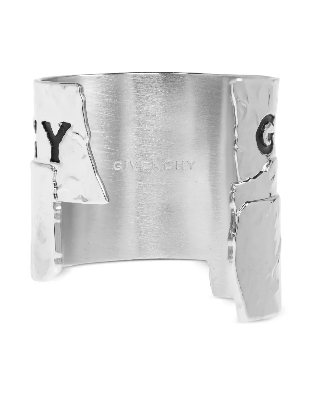  Givenchy Tape Engraved Cuff Bracelet - Silver 