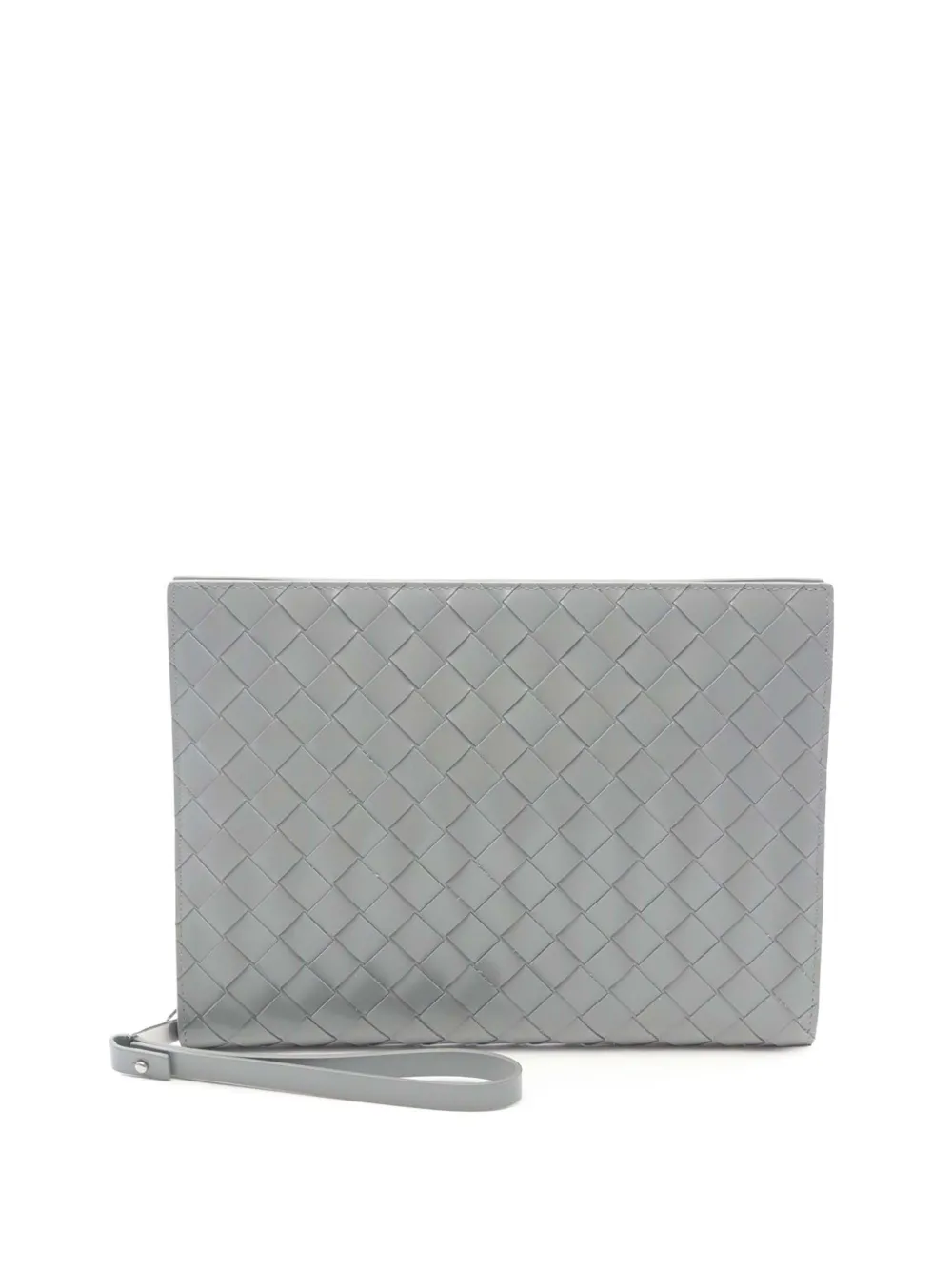 Pre-owned Bottega Veneta 2012-2025 Nappa Intrecciato Clutch Bag In Gray
