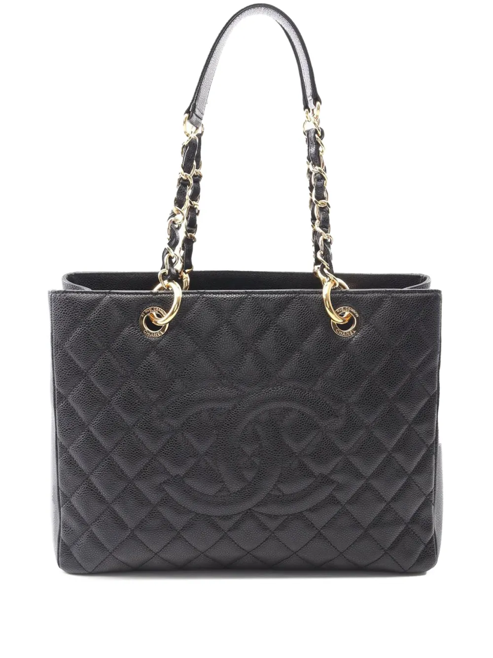 Pre-owned Chanel 2012-2013 Caviar Grand Shopping Tote Bag In Black