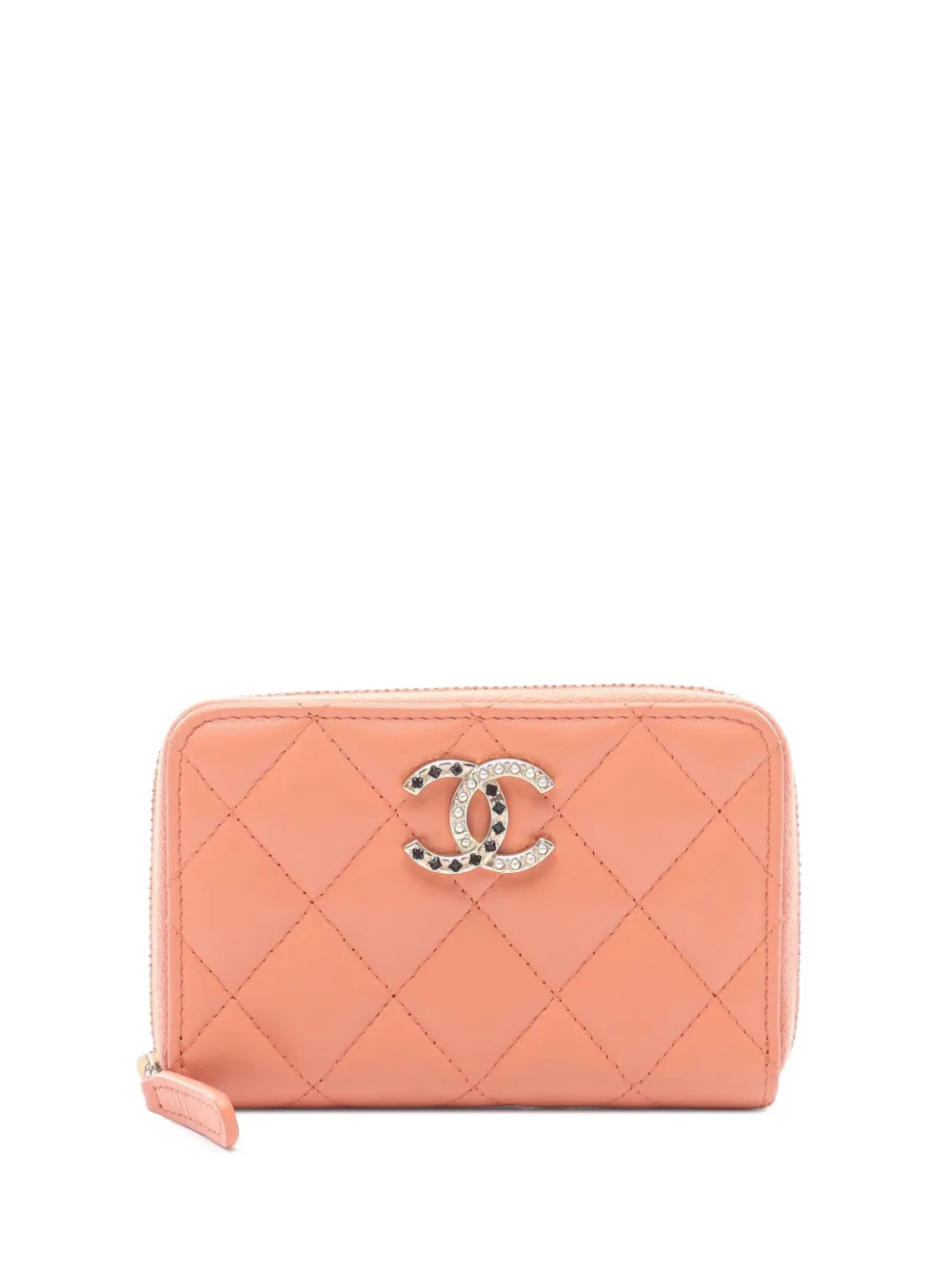 CHANEL Pre-Owned 2021-2025 ココマーク マトラッセ ラムスキン スタッズ コインケース - ピンク CHANEL Pre-Owned 2021-2025 ココマーク マトラッセ ラムスキン スタッズ コインケース - ピンク