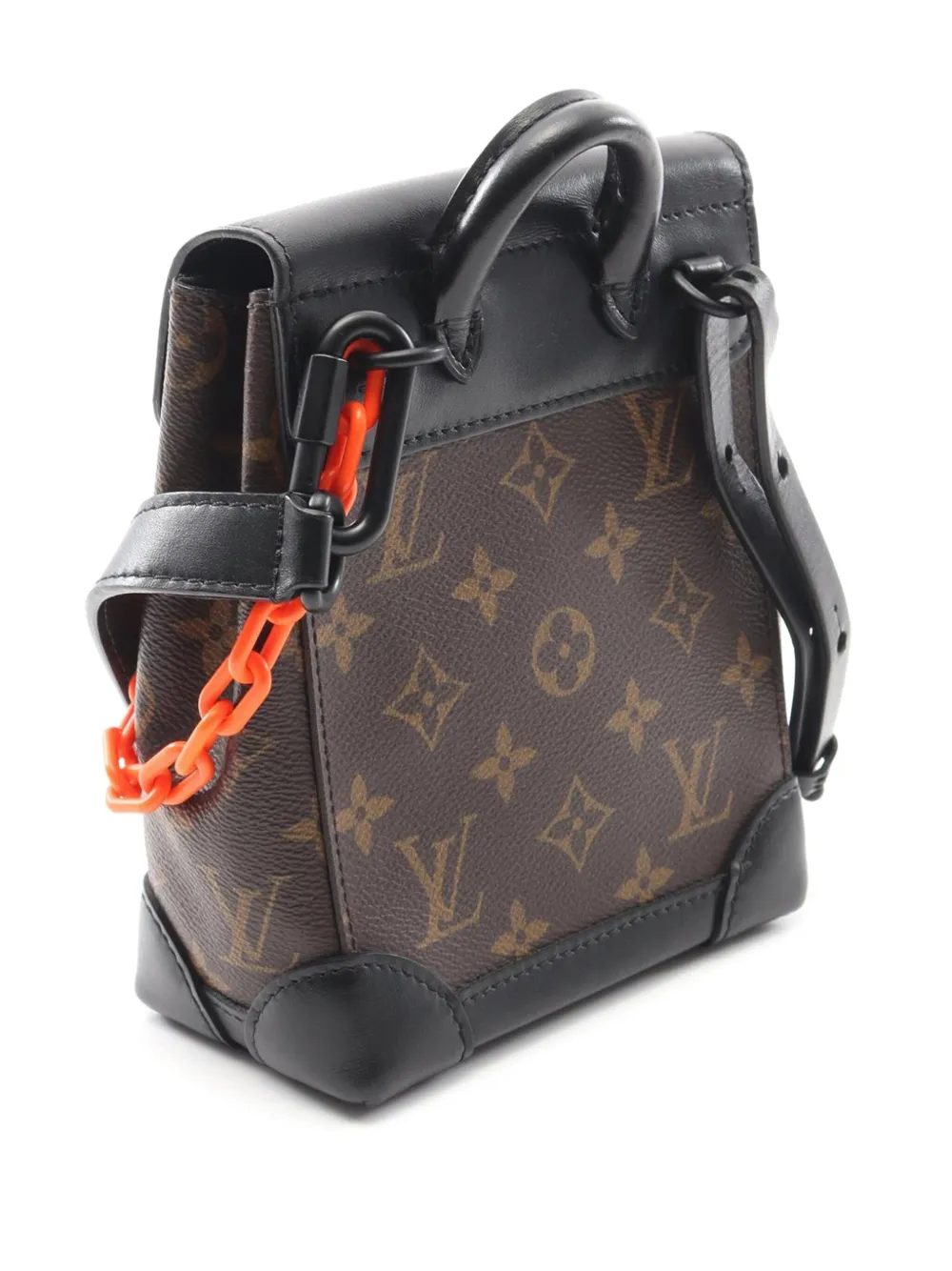 Pre-owned Louis Vuitton 2021-2025 Monogram Zoom With Friends Steamer Xs Satchel In Black