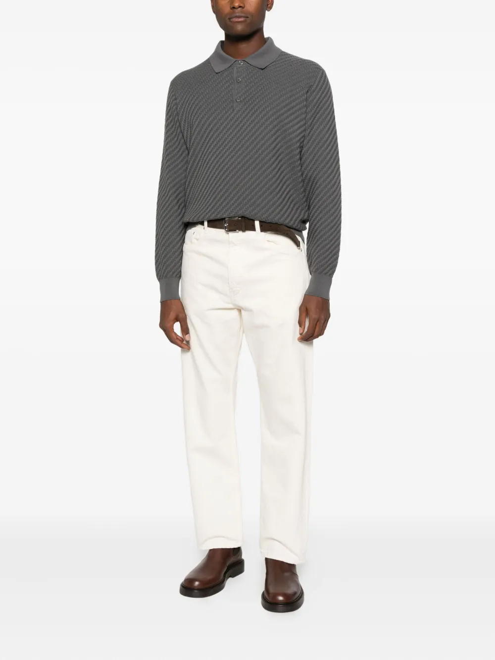 Brioni Poloshirt met lange mouwen - Grijs