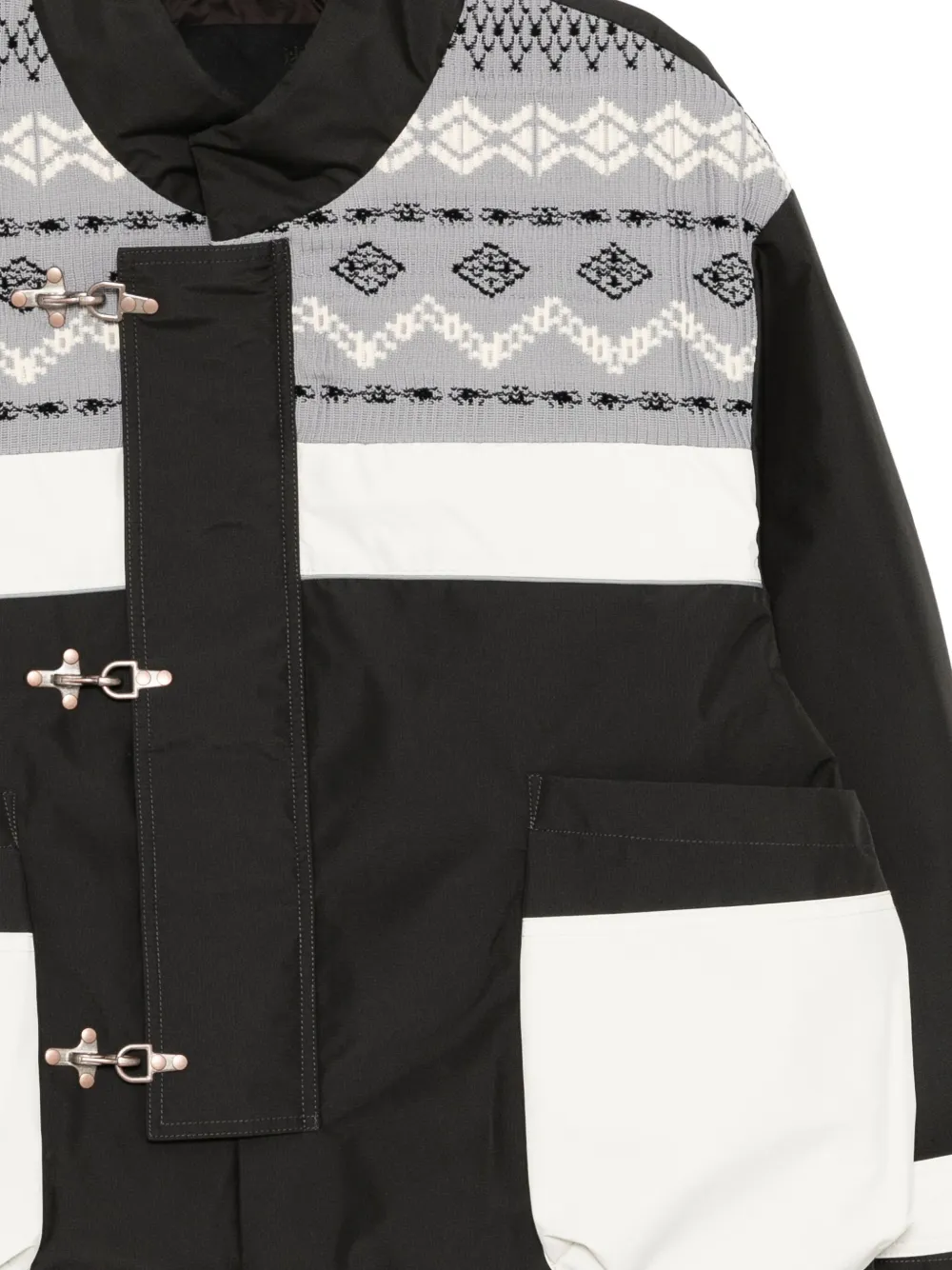 CROQUIS Donsjack met vlakken en patroon Zwart