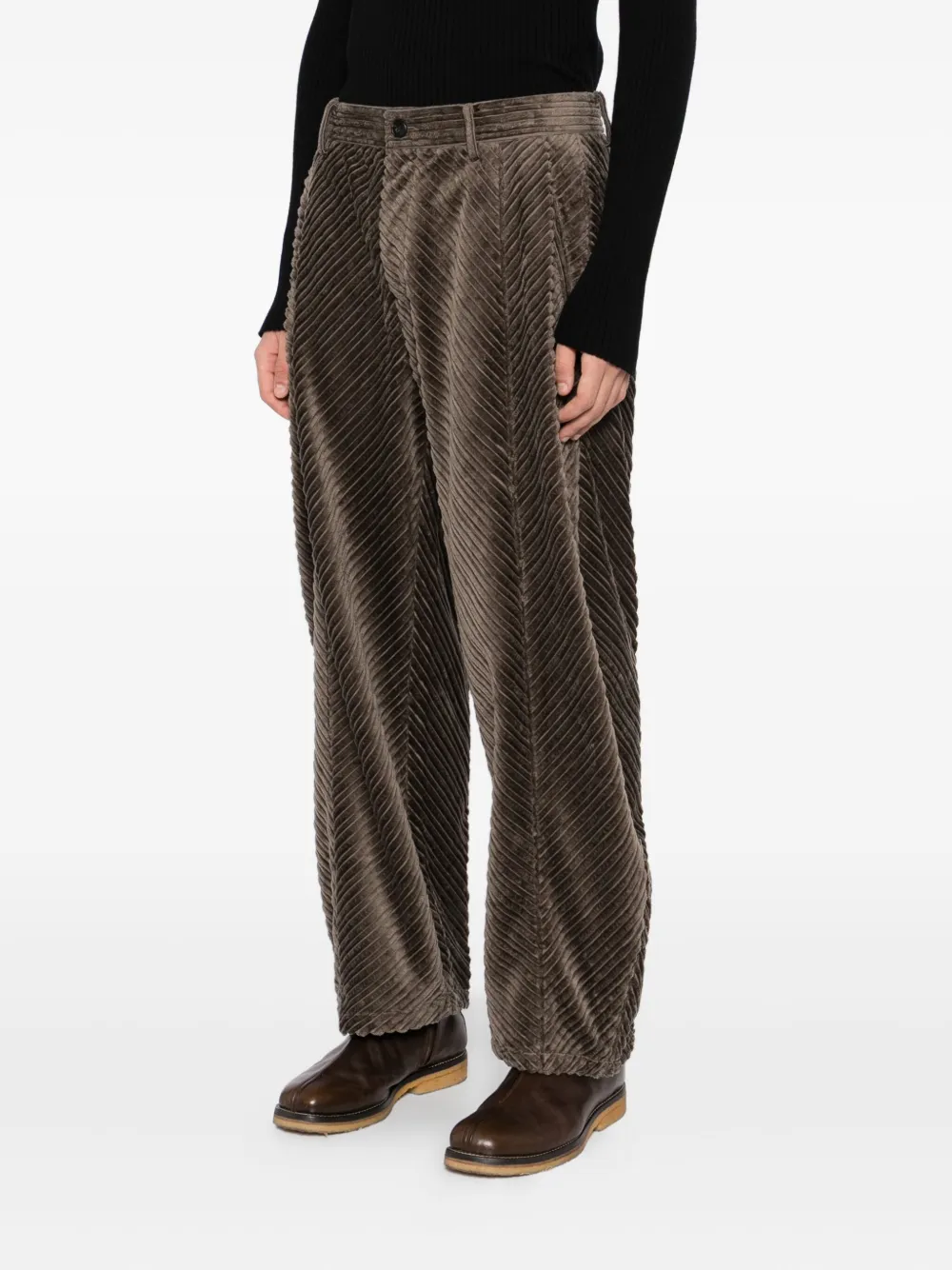 CROQUIS Broek met gewelfd afwerking Bruin