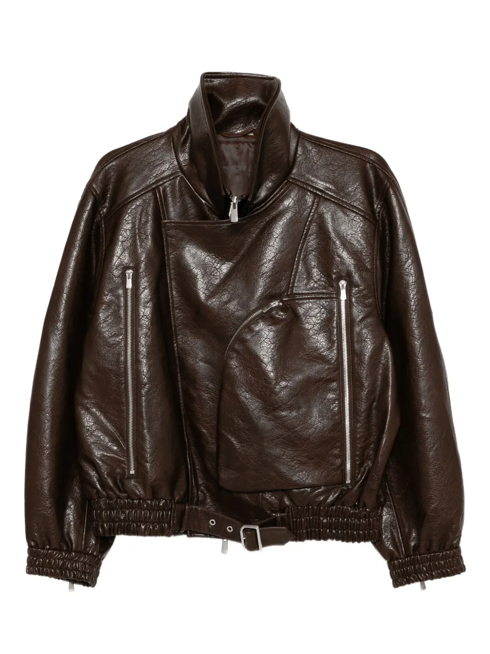 CROQUIS chamarra biker con cuello | marrón | Image 1