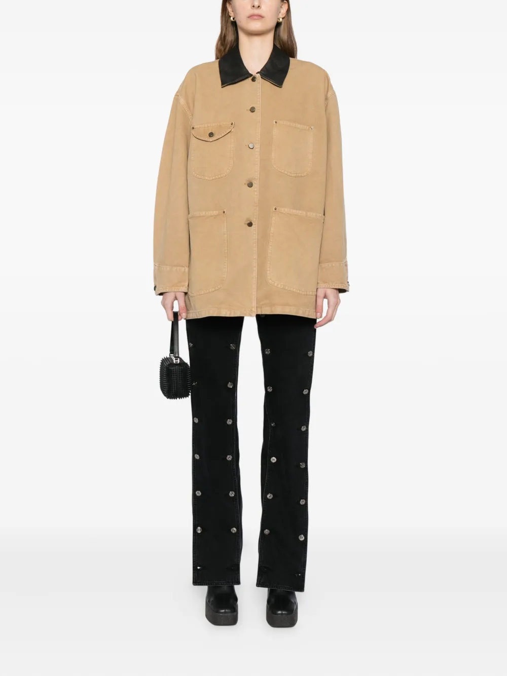 Jnby Oversized Cotton Jacket In Neutral