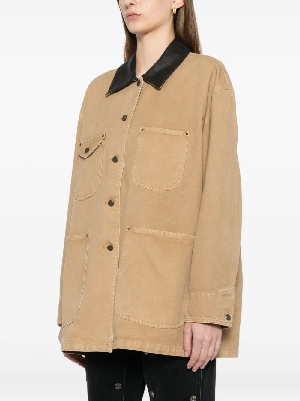 Jnby Oversized Cotton Jacket In Neutral