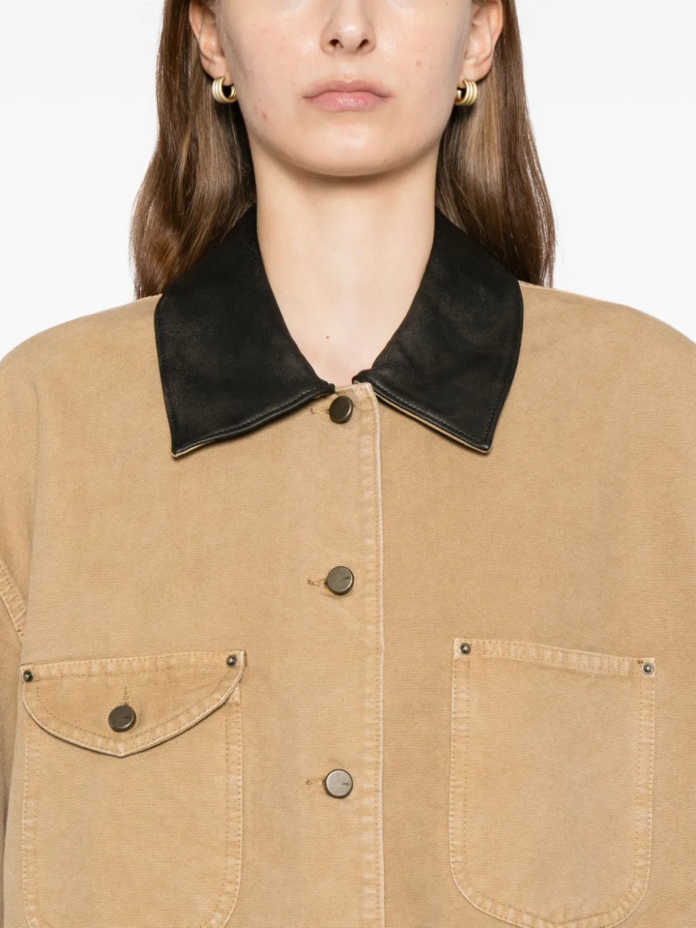 Jnby Oversized Cotton Jacket In Neutral