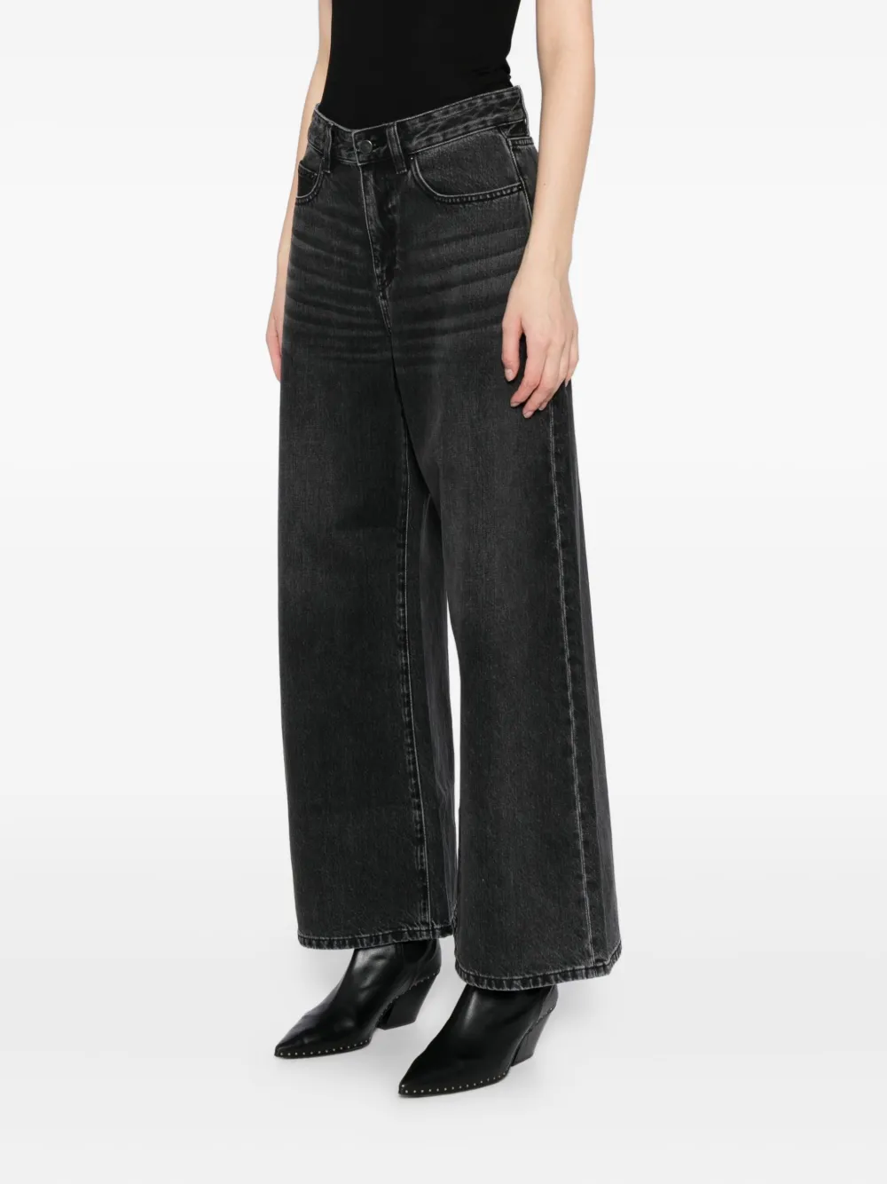 Jnby Extra-long Wide-leg Denim In Black