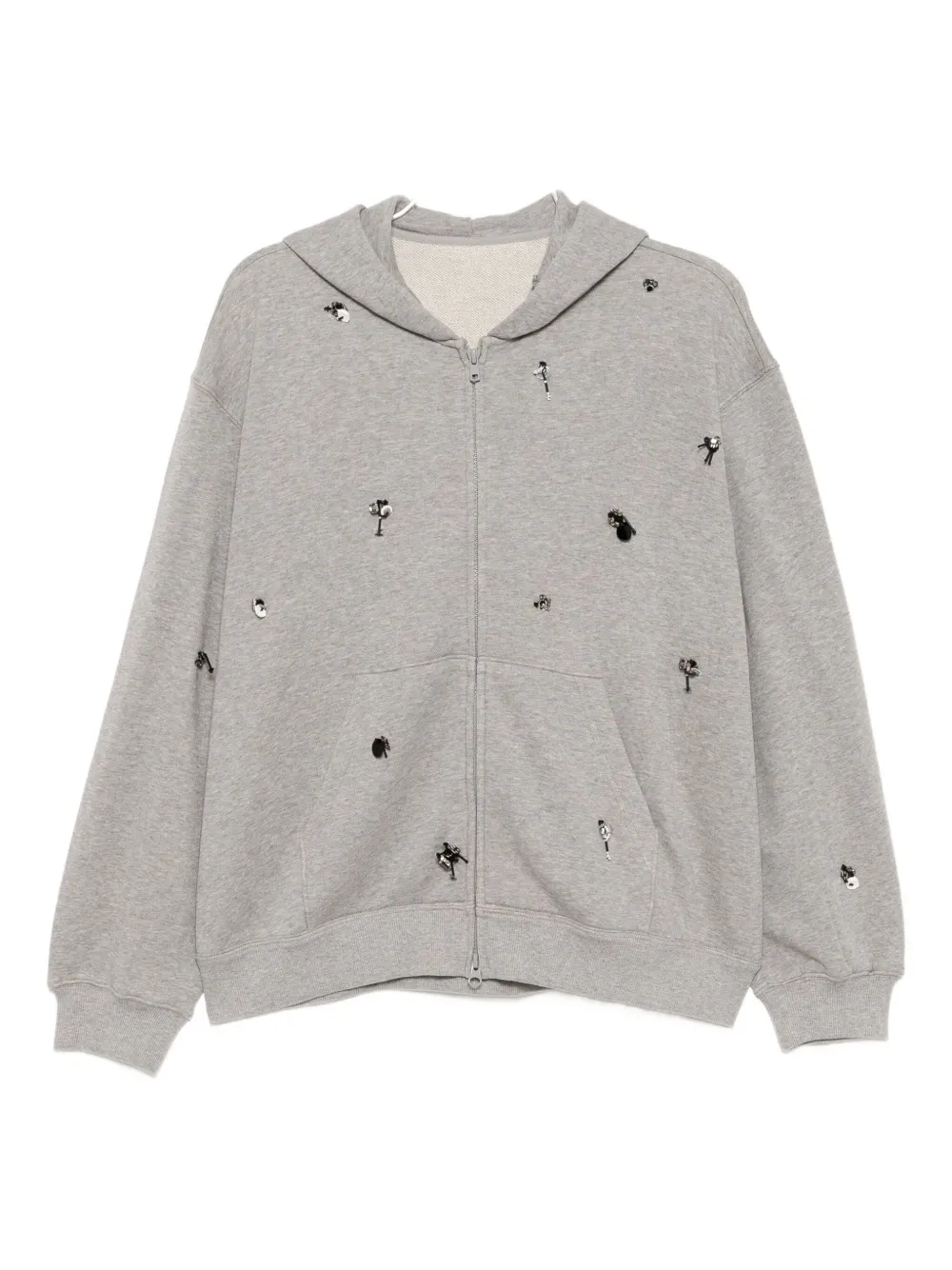 Jnby Sequin-embellished Hoodie In Gray